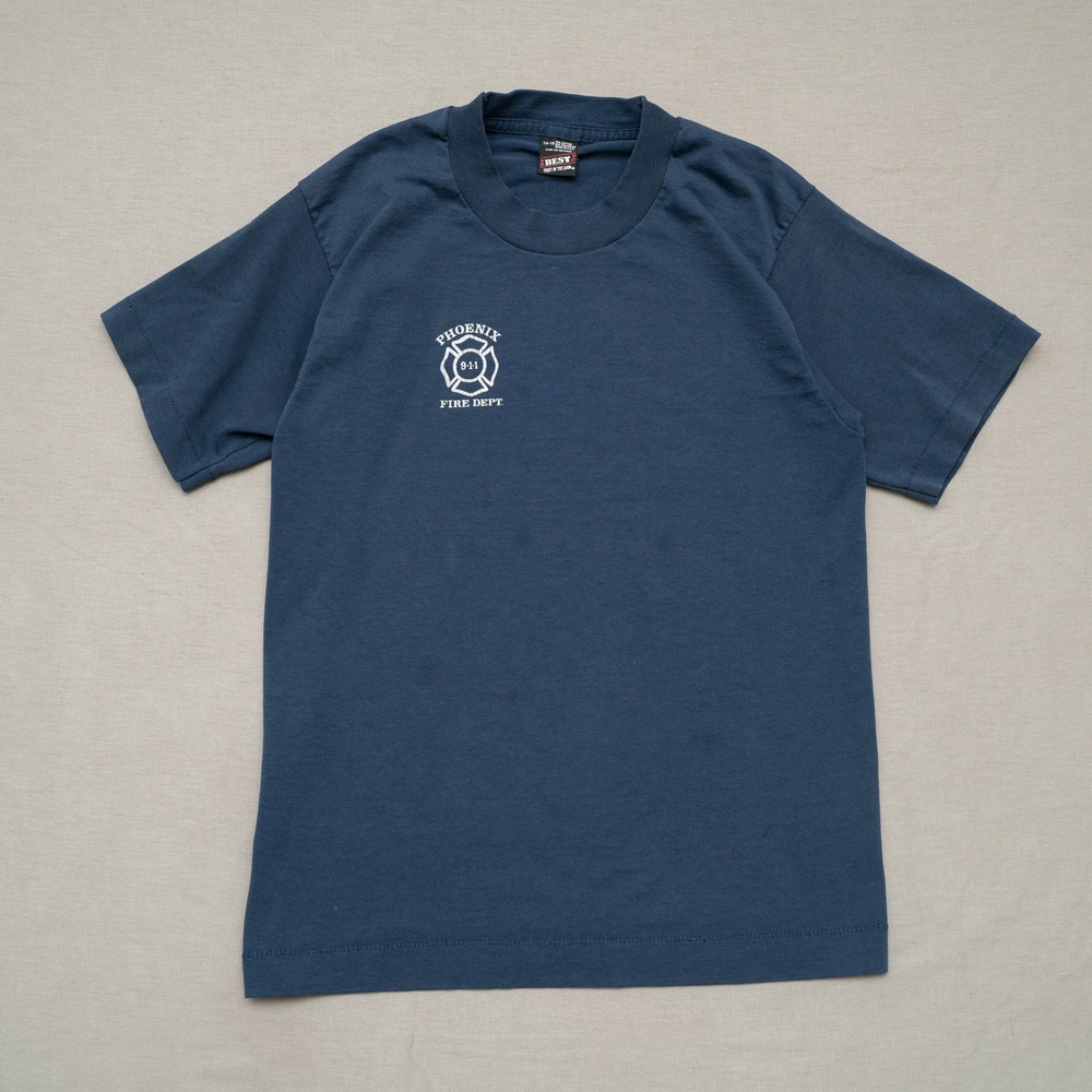Vintage Phoenix Fire Dept 911 Single Stitch T Shirt Navy Blue 14-16 USA Made